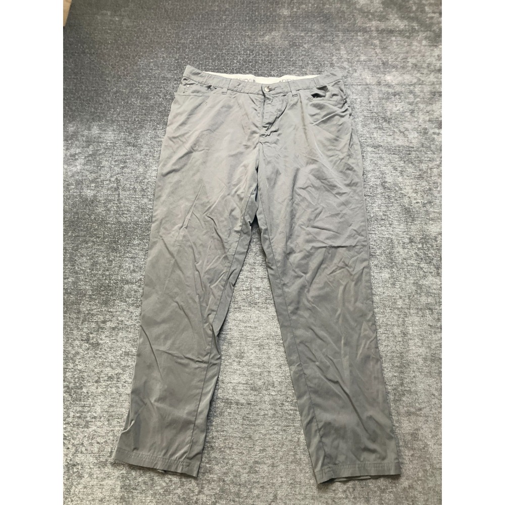 Adidas Golf Pants Mens 36x30 Gray Stretch Flat Front Performance Straight Leg